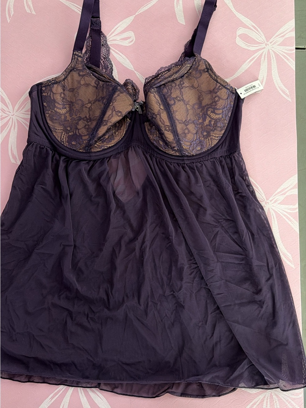 Adore Me Purple Lace Babydoll Chemise